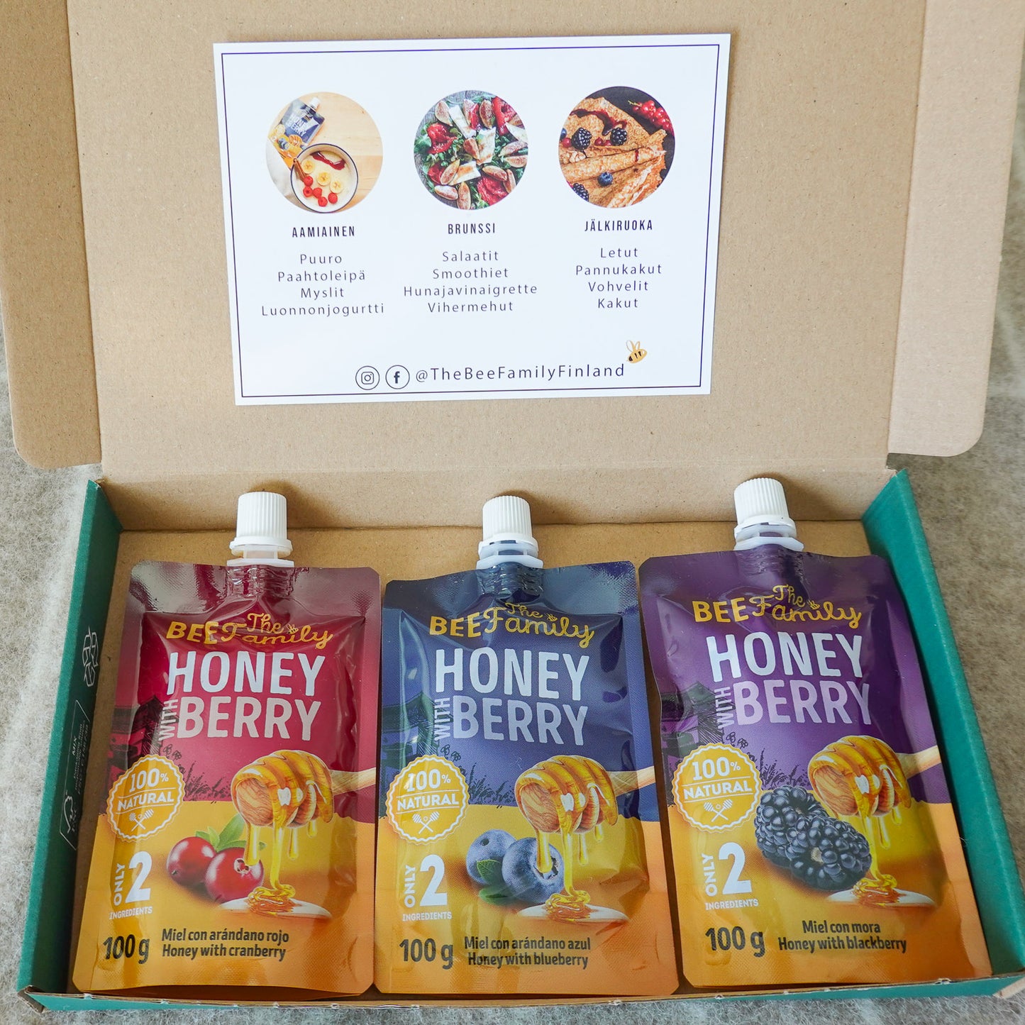 Honey with Berry | Marjahunaja | Maistelupaketti ( 3 makua | 300g)