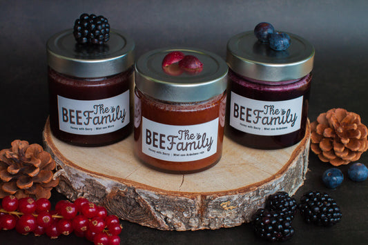 Limited Edition | Honey with Berry |  Miel con frutos del Bosque | Pack degustación de 3 sabores en tarro